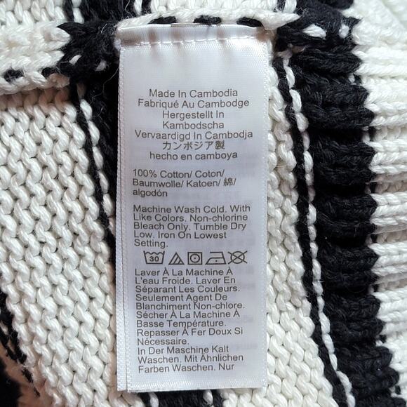 J. Crew Heritage Cotton Rollneck Stripe Sweater Black White M Casual Preppy - Picture 11 of 13